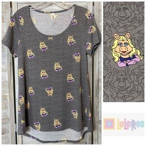 Lularoe Miss Piggy Muppets gray Classic T Tee T-shirt XS 2 4
